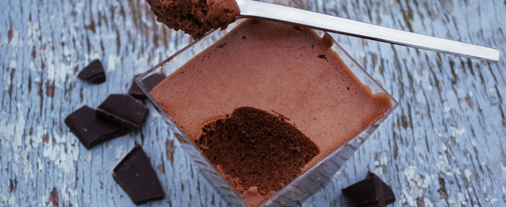 Small bowl of chocolate mousse.