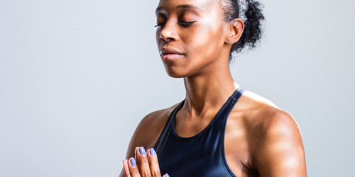 woman practicing relaxing breathing